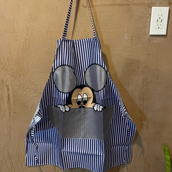 Other - Blue Striped Apron with Cartoon Design
